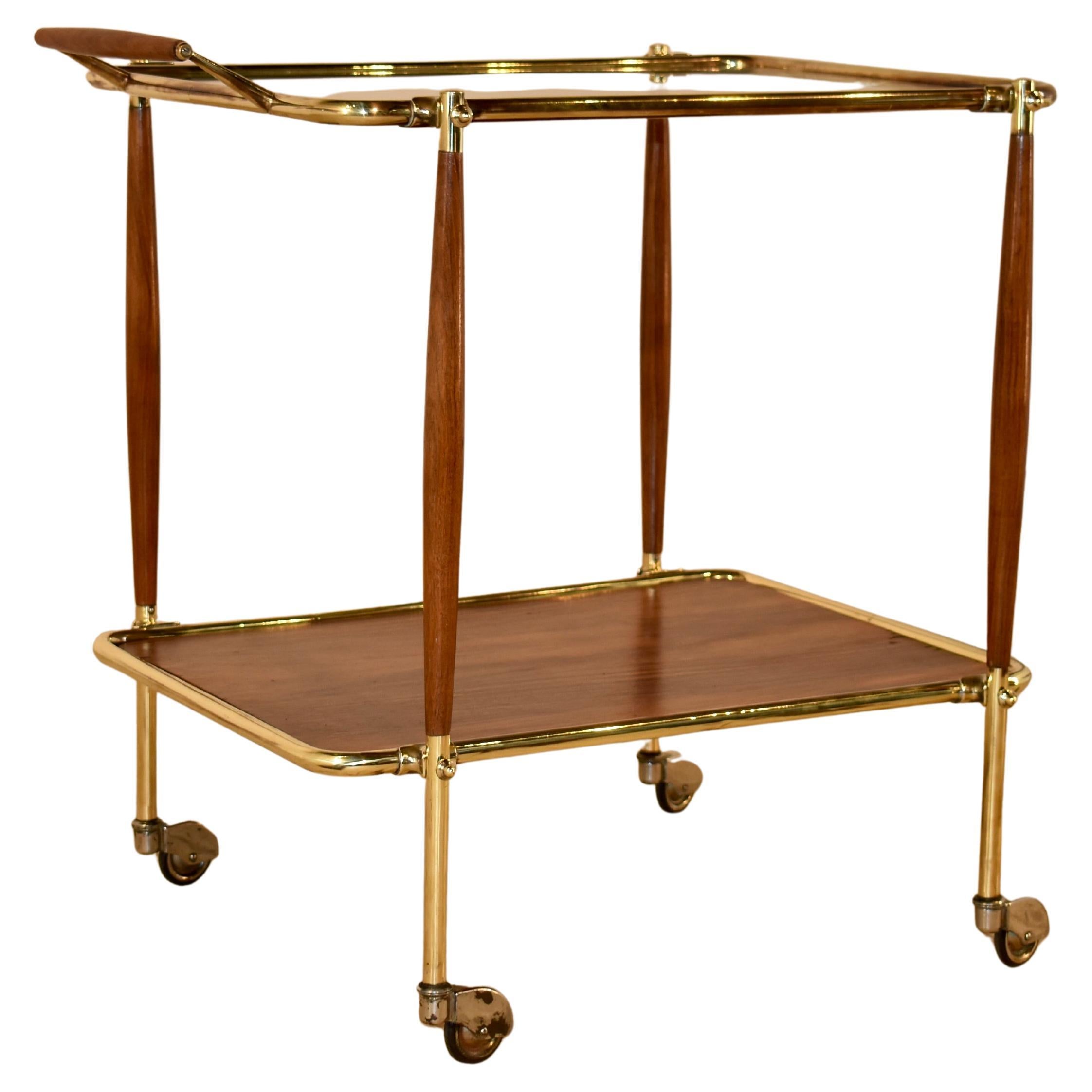 French Brass and Glass Bar Cart, Circa 1950's