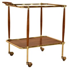 French Brass and Glass Bar Cart, Circa 1950's