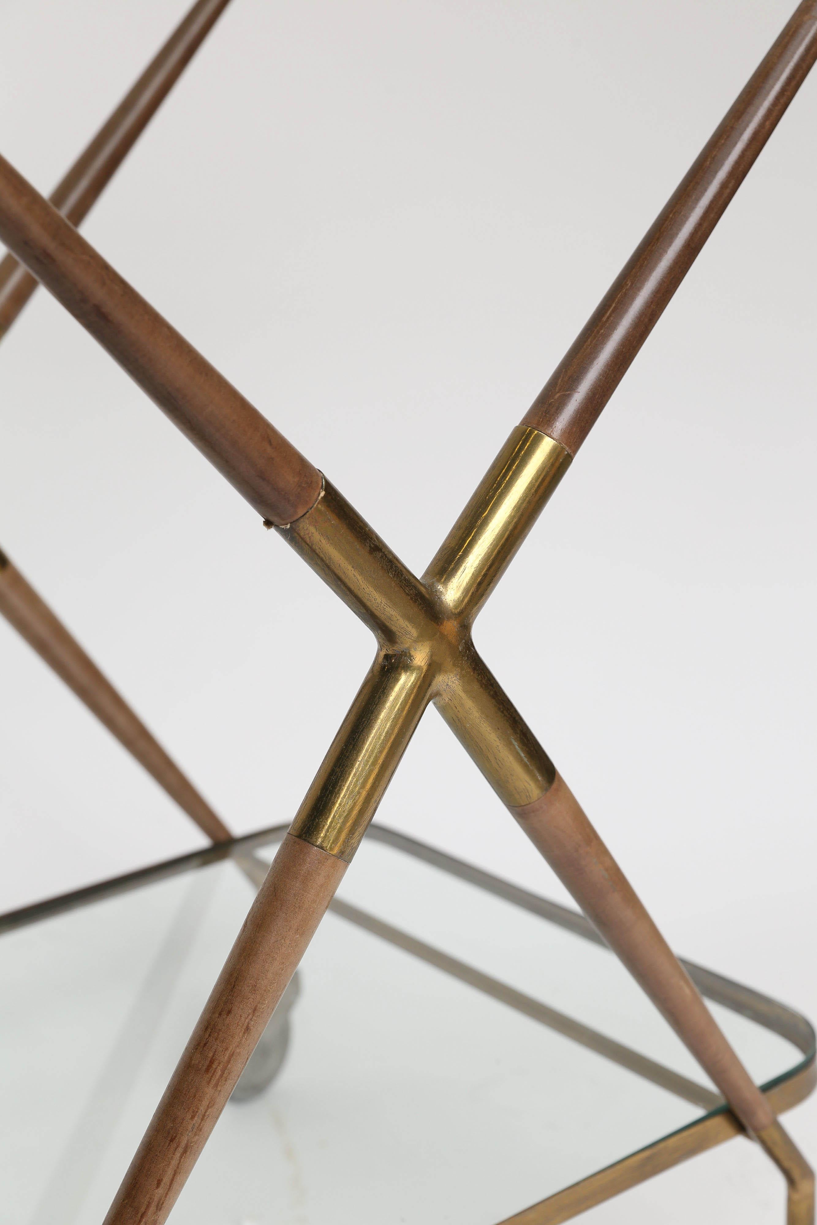 20th Century French Brass and Glass Bar Cart