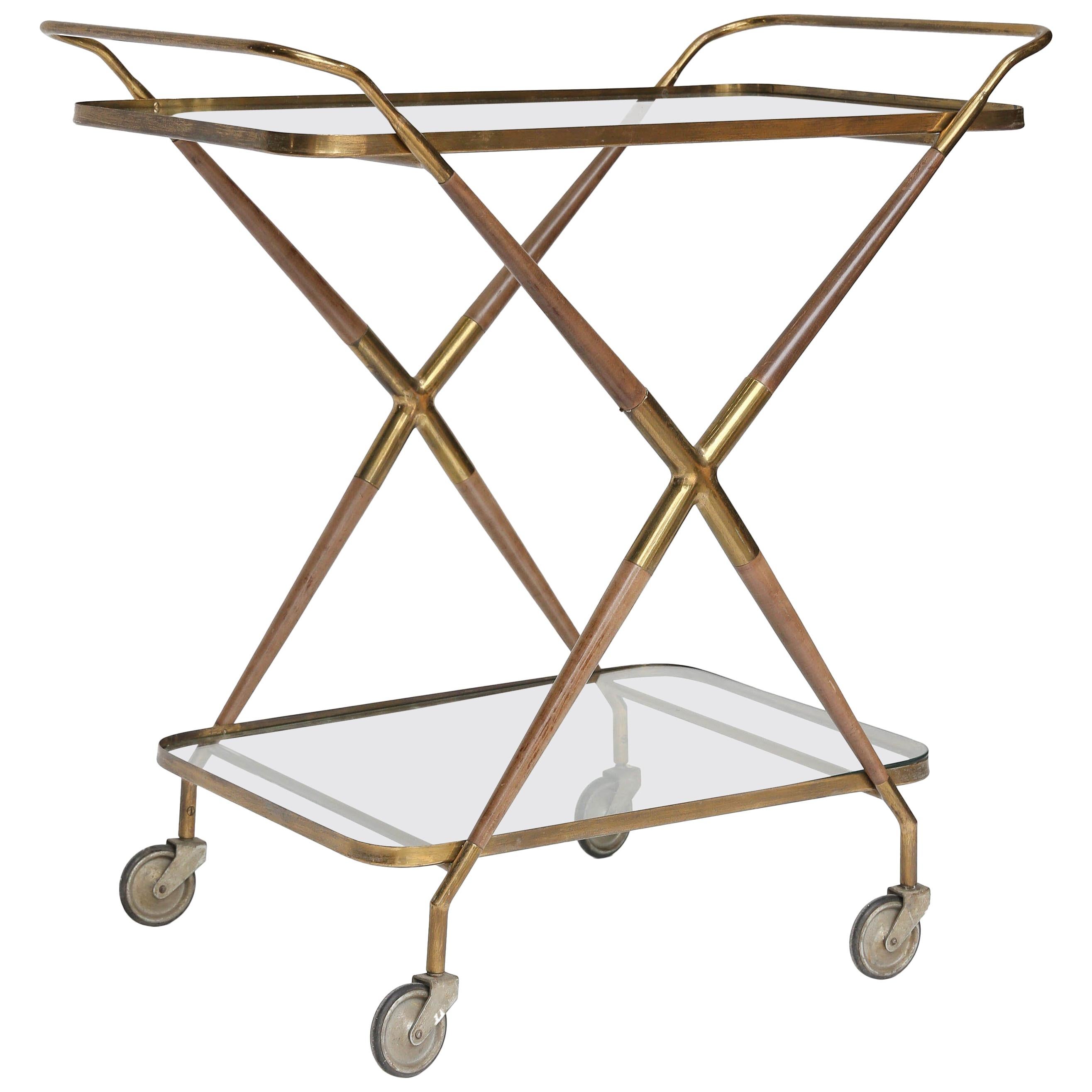 French Brass and Glass Bar Cart