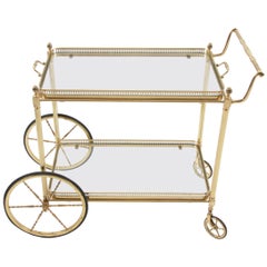 Antique French Brass and Glass Bar Trolley