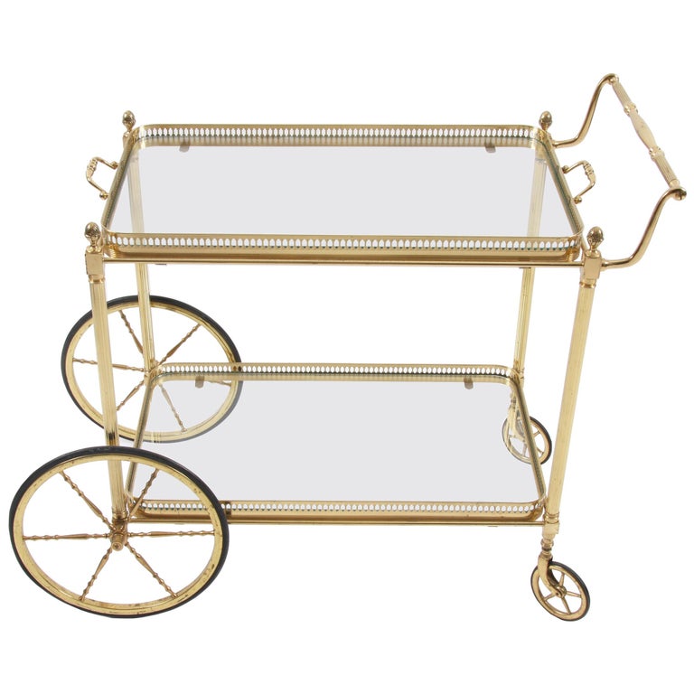 French Brass and Glass Bar Trolley at 1stDibs