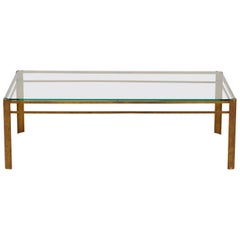 French Brass and Glass Coffee Table by Jacques Quinet