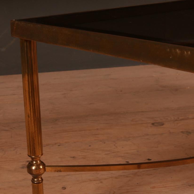 French Brass and Glass Coffee Table In Good Condition In Leamington Spa, Warwickshire