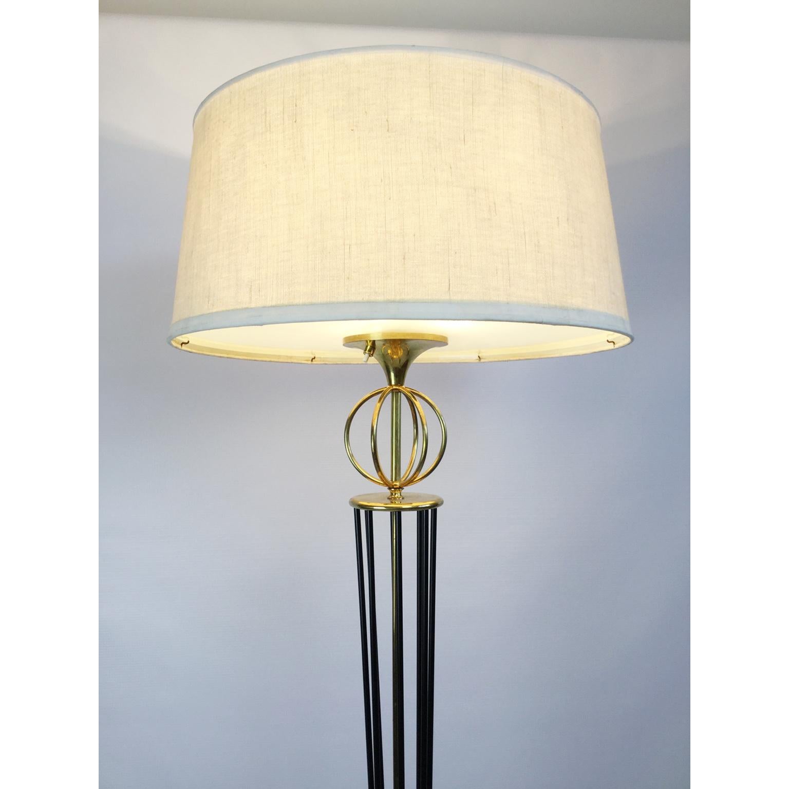 French Brass and Glass Floor Lamp by Maison Arlus, 1950s 1