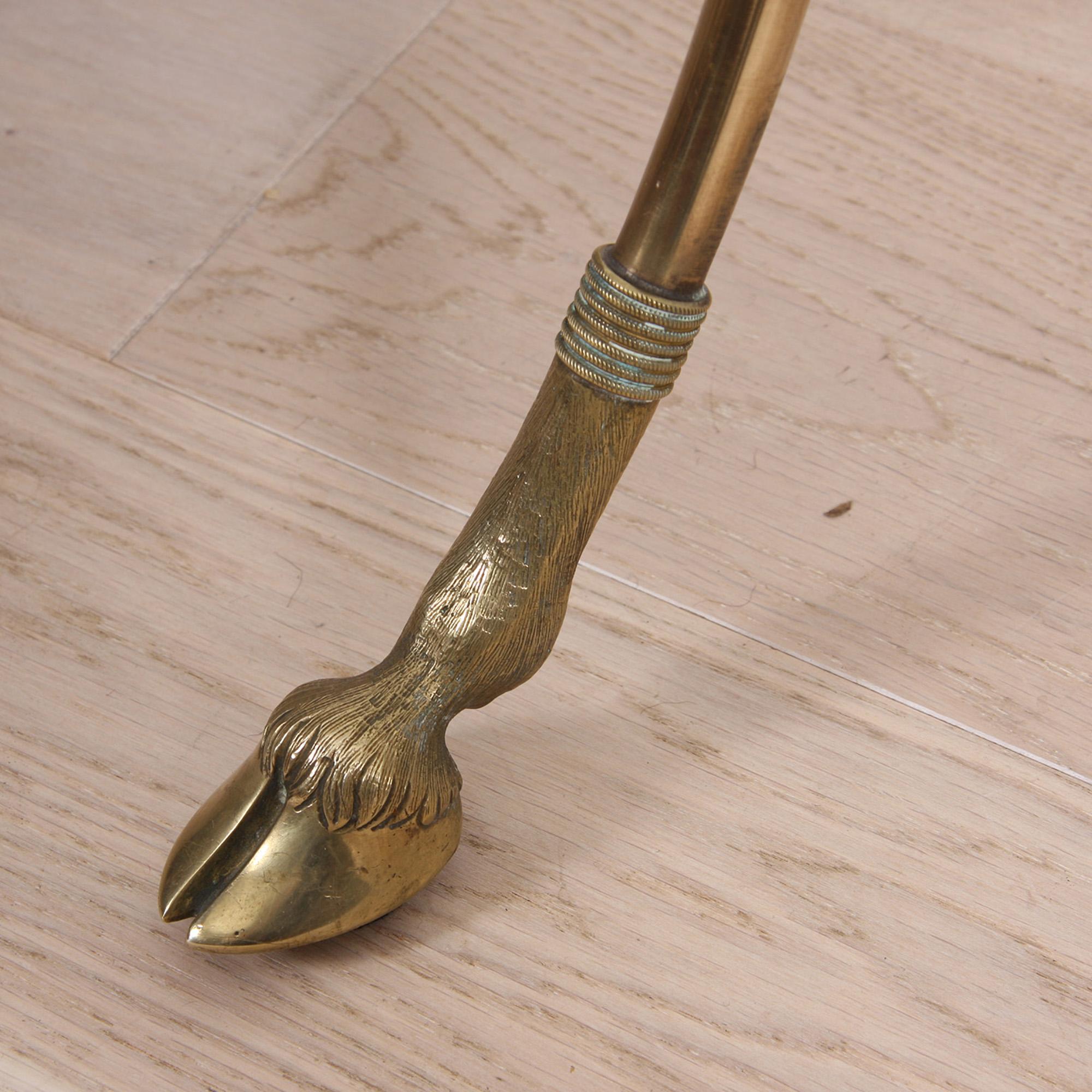 20th Century French Brass and Glass Hoof Feet Table For Sale