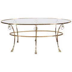 French Brass and Glass Hoof Feet Table