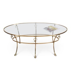 French Brass and Glass Hoof Feet Table