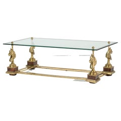  French Brass and Glass Horse Head Coffee Table by Maison Charles et Fils