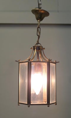 Lanterna francese in ottone e vetro, lampada da ingresso