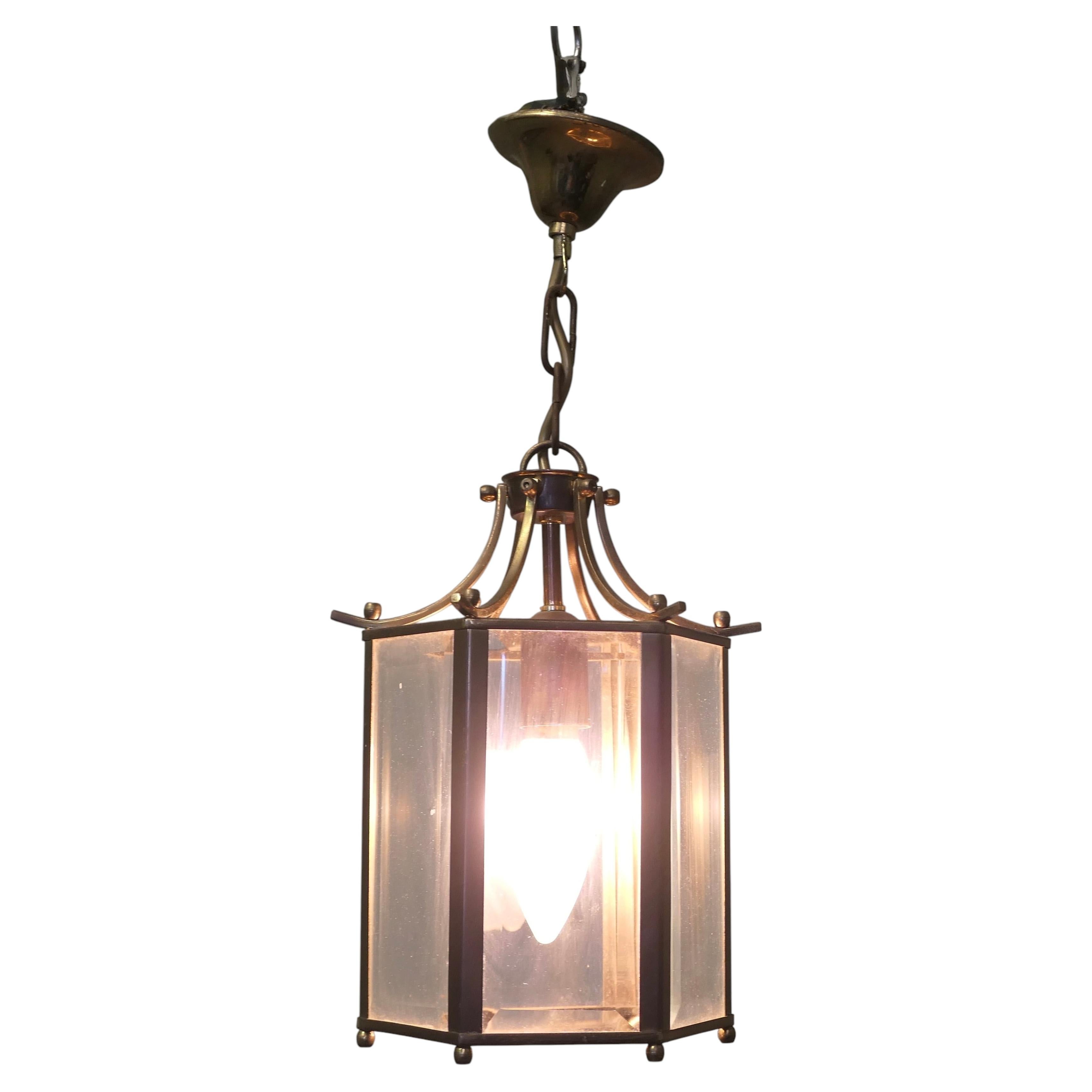 French Brass and Glass Lantern, Hall Light