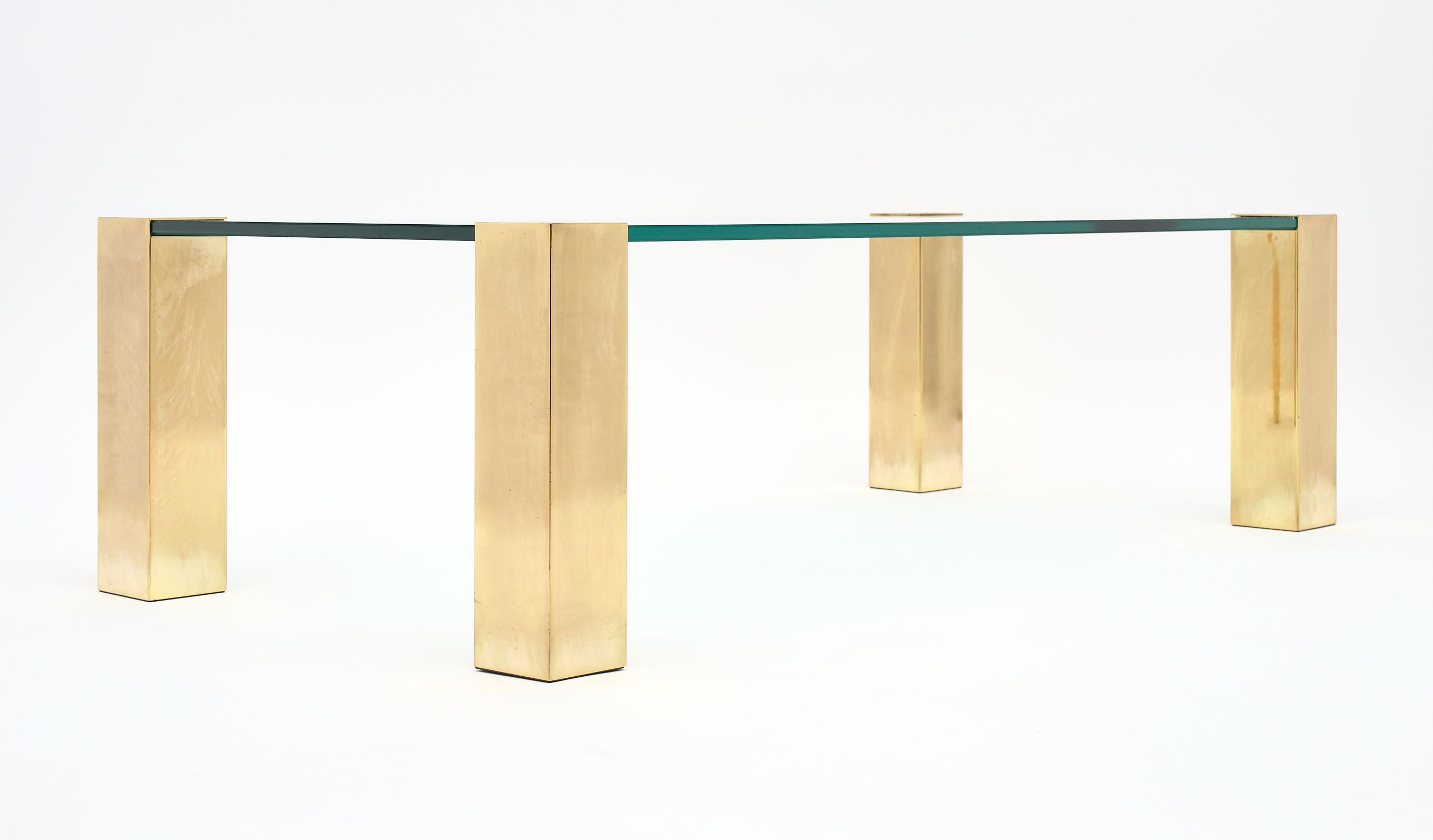 Mid-20th Century French Brass and Glass Modernist Coffee Table