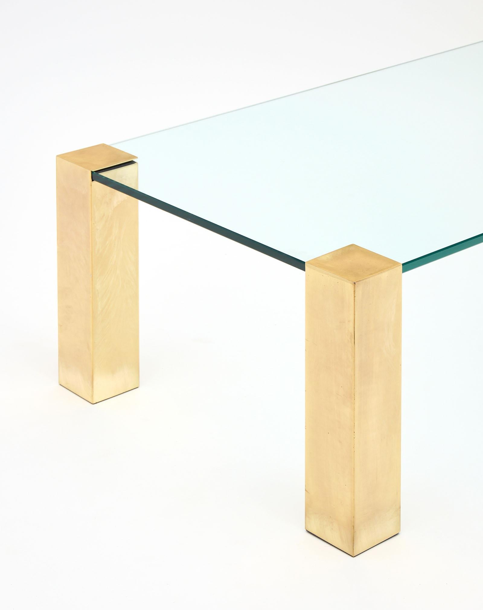 French Brass and Glass Modernist Coffee Table 1