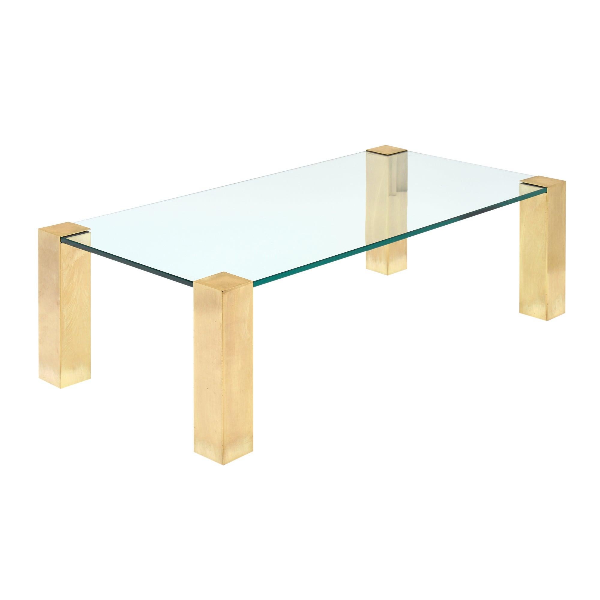 French Brass and Glass Modernist Coffee Table