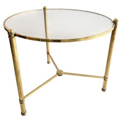 French Brass and Glass Round Cocktail Table in the Style of Maison Baguès