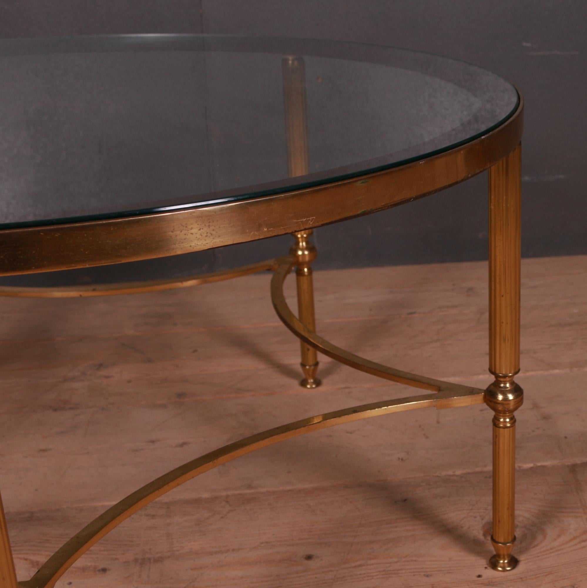 Hollywood Regency French Brass and Glass Table