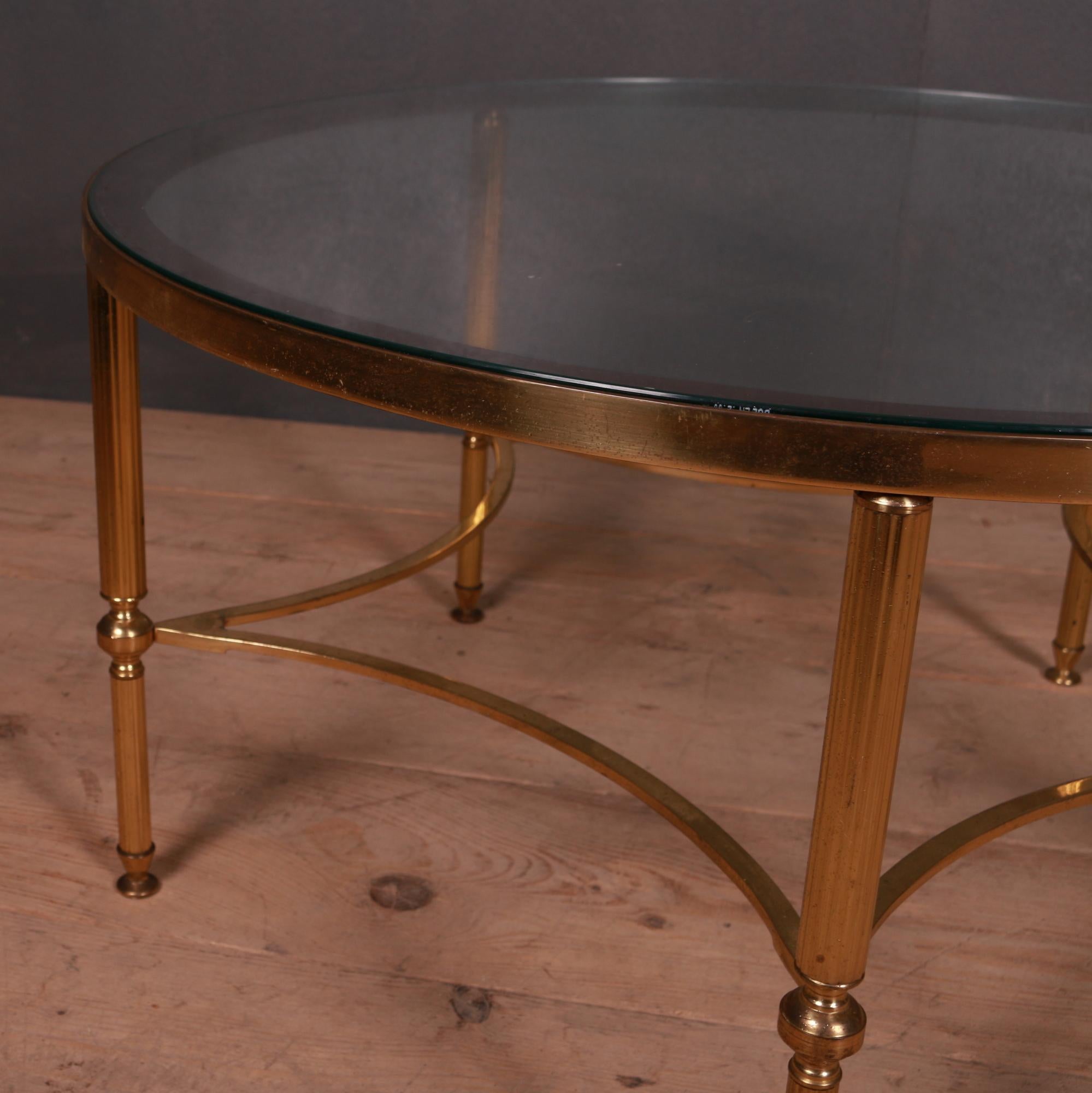 French Brass and Glass Table In Good Condition In Leamington Spa, Warwickshire