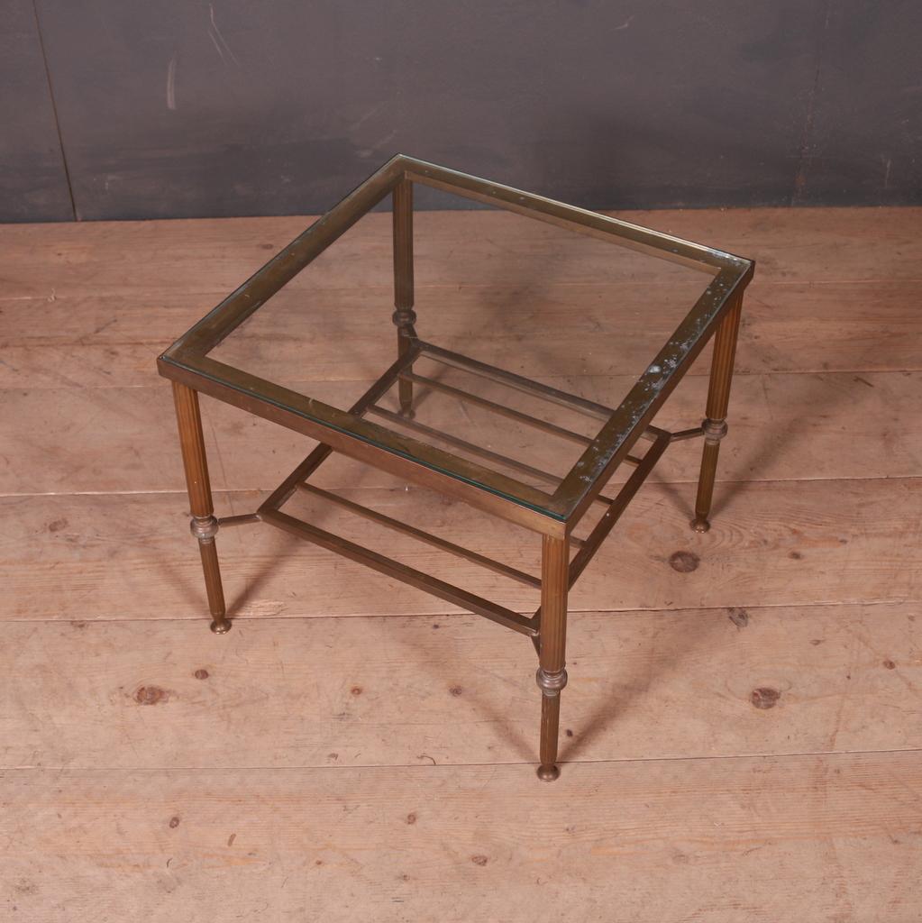 20th Century French Brass and Glass Table For Sale