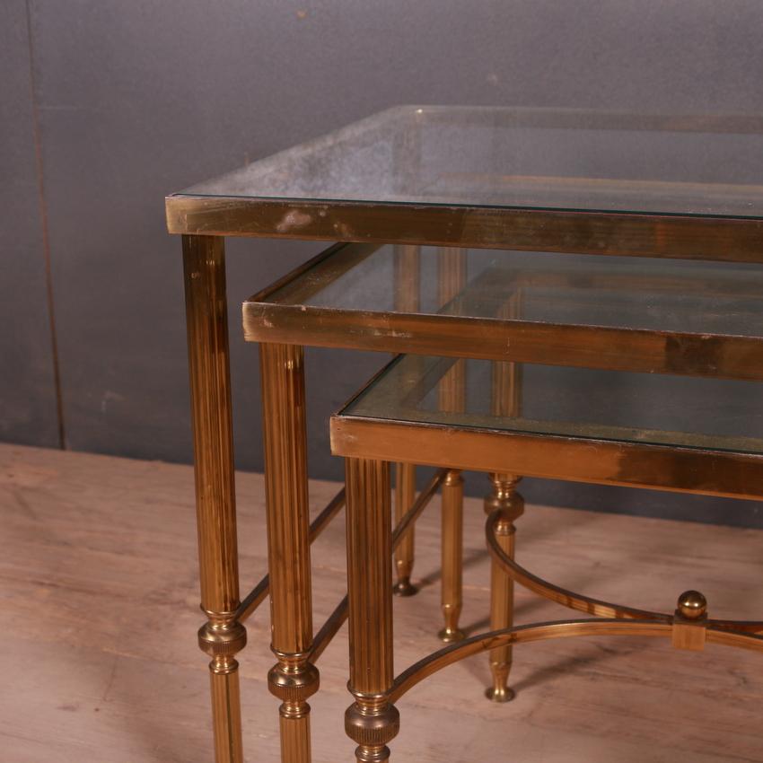 French Brass and Glass Tables In Good Condition For Sale In Leamington Spa, Warwickshire