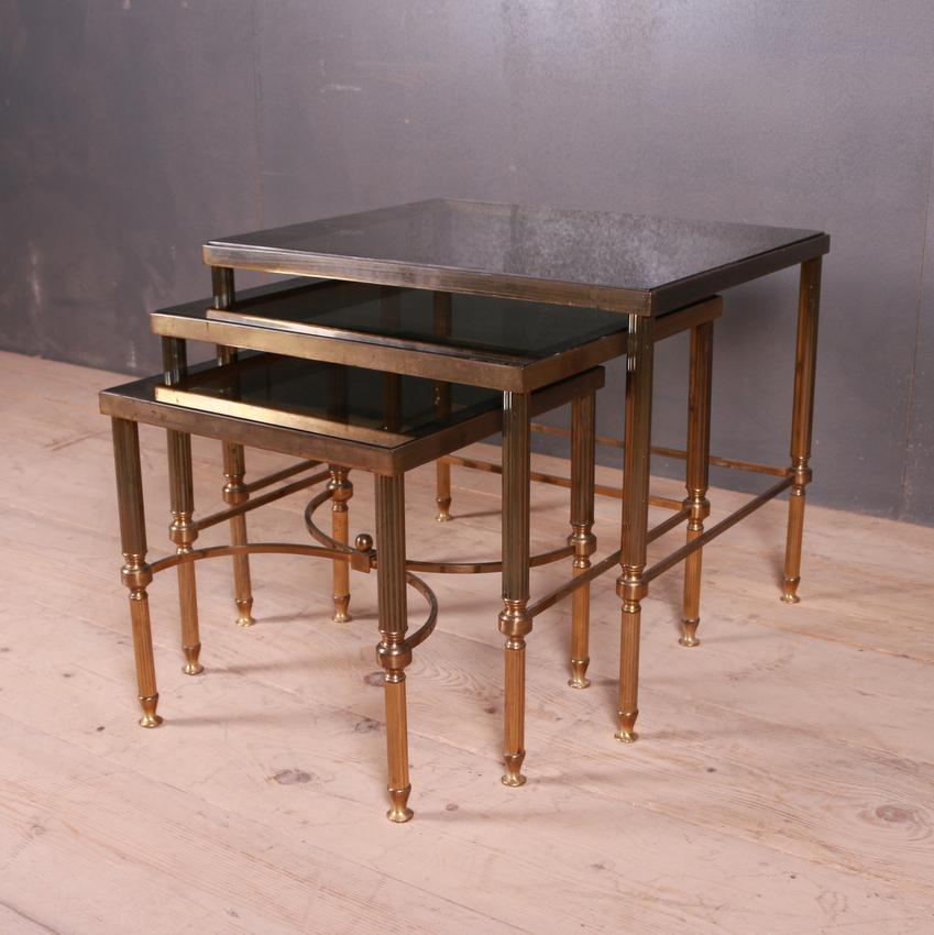 20th Century French Brass and Glass Tables For Sale