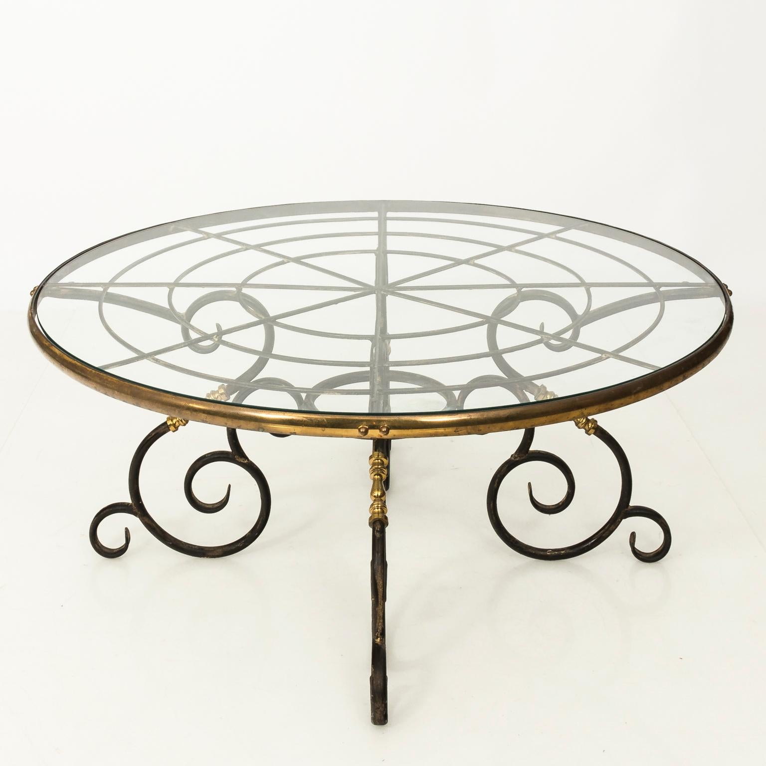 French Brass and Iron Center Table, circa 1970s 5