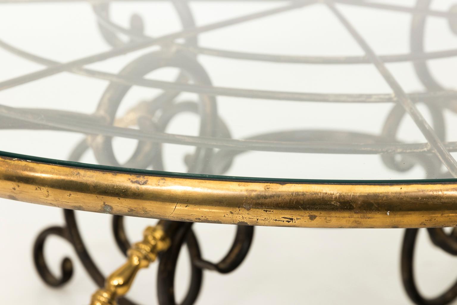 French Brass and Iron Center Table, circa 1970s 10
