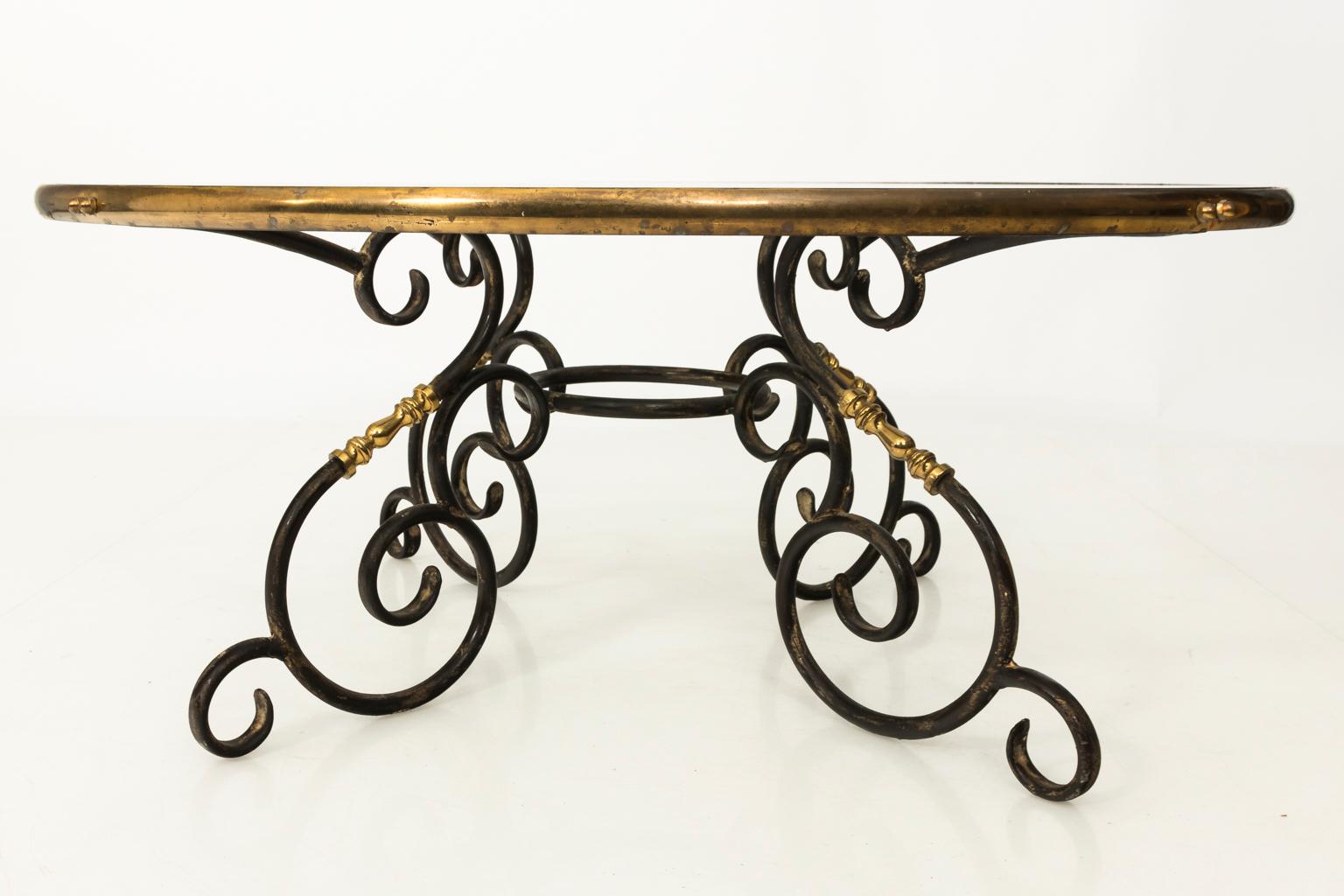 French Brass and Iron Center Table, circa 1970s 14