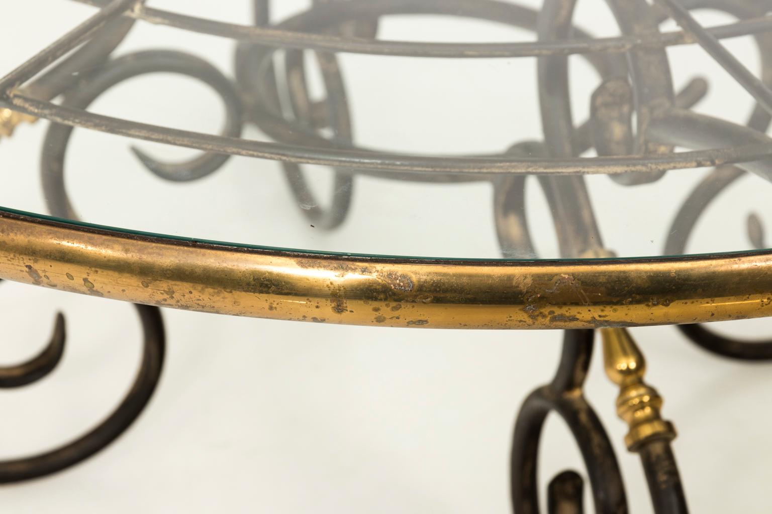 20th Century French Brass and Iron Center Table, circa 1970s