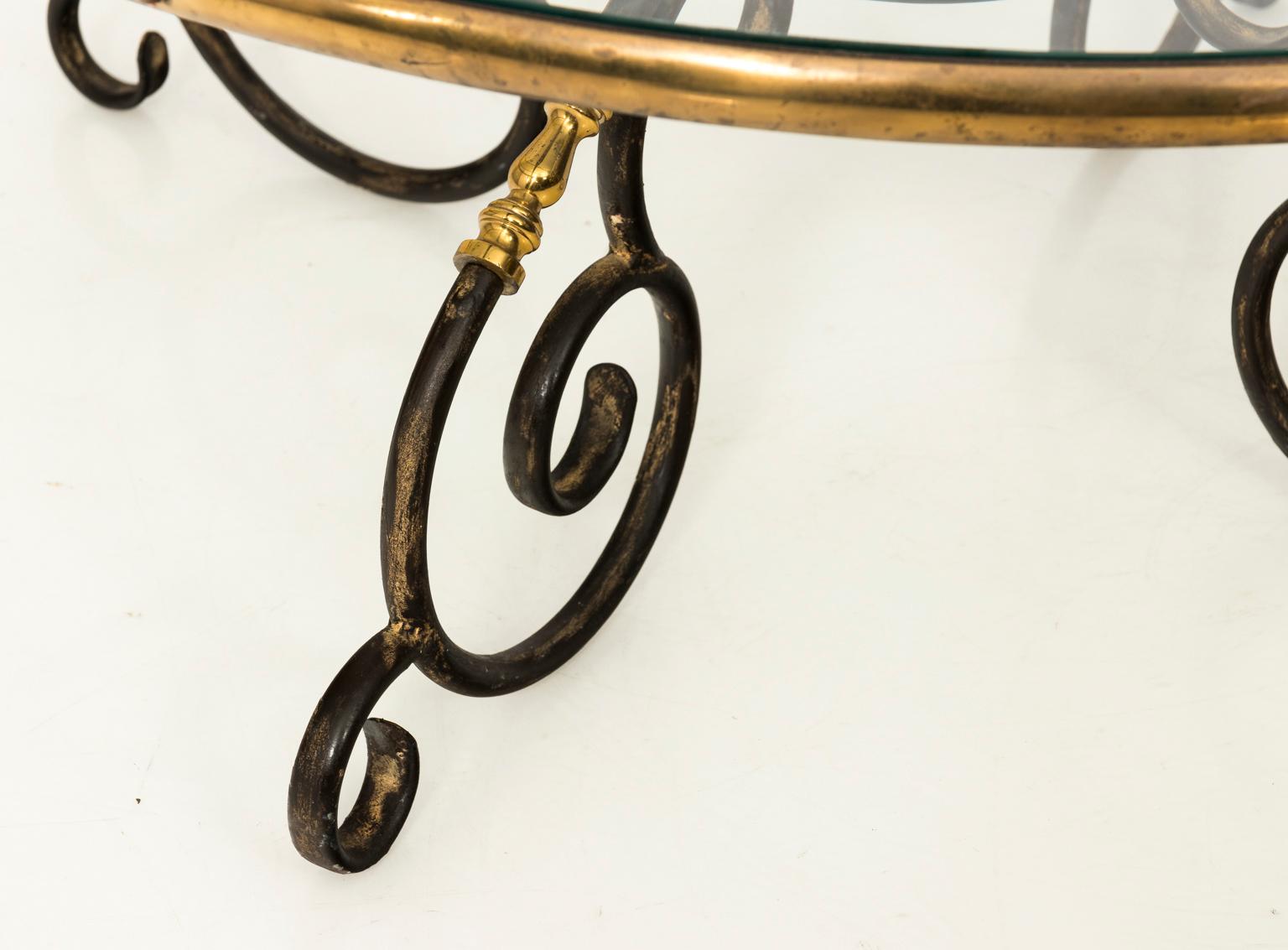 French Brass and Iron Center Table, circa 1970s 2