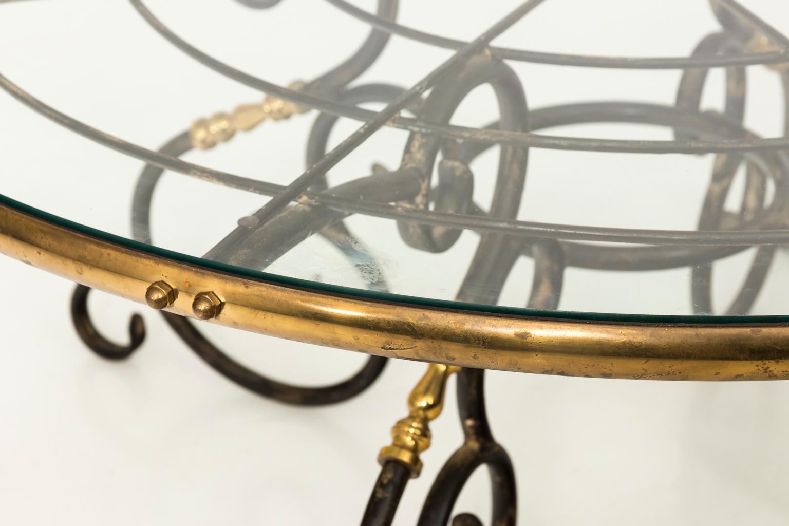 French Brass and Iron Center Table, circa 1970s 3