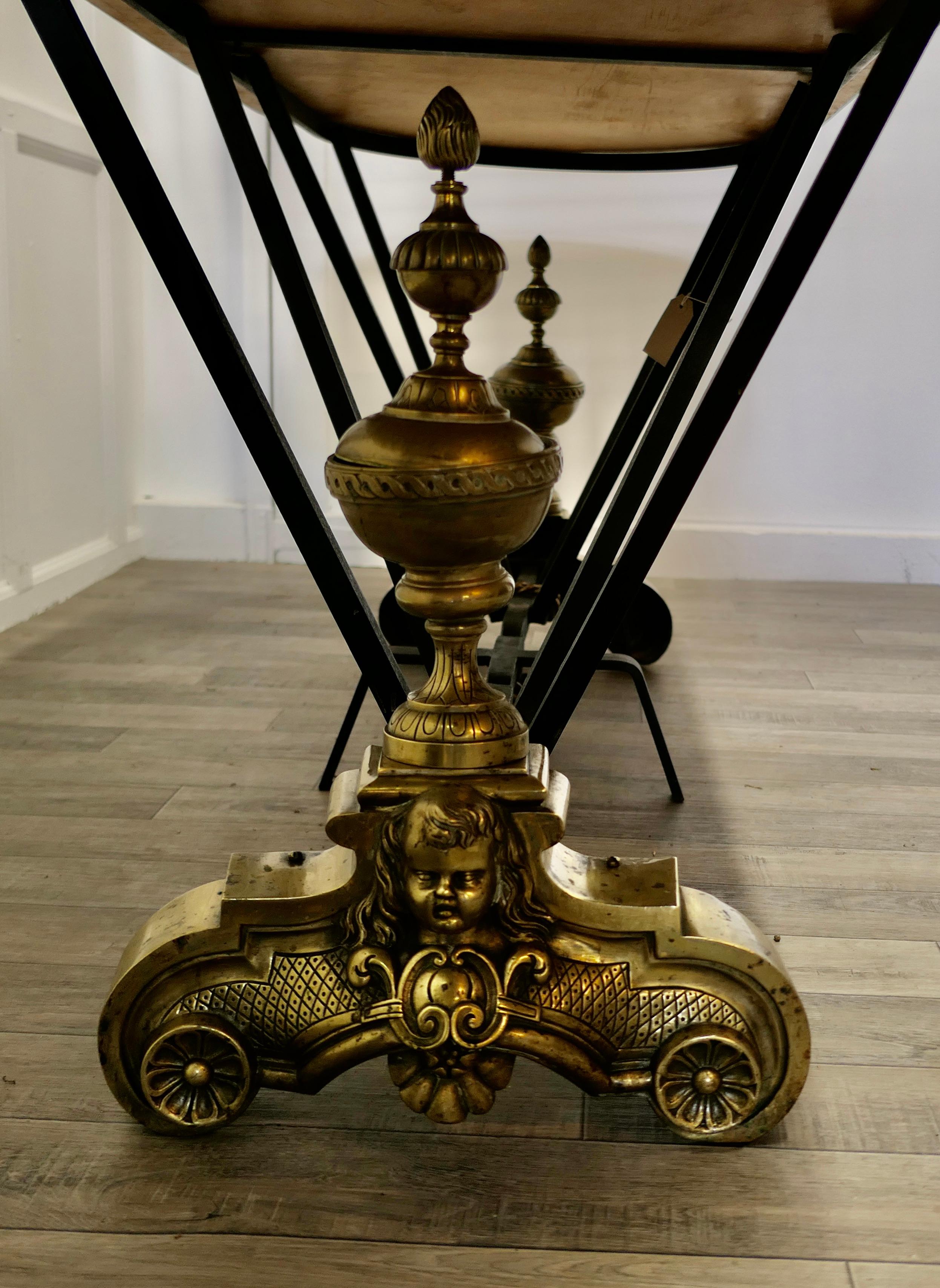 French Brass and Iron Marble Top Centre Table For Sale 7