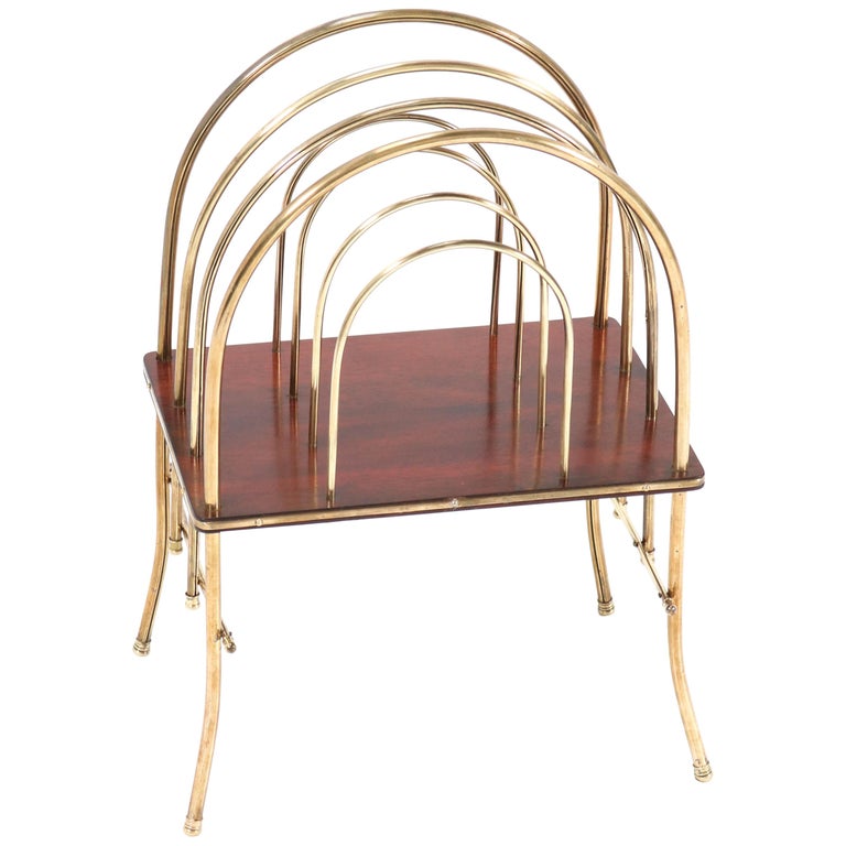French Brass and Mahogany Art Nouveau Magazine Rack, 1900s For Sale at  1stDibs