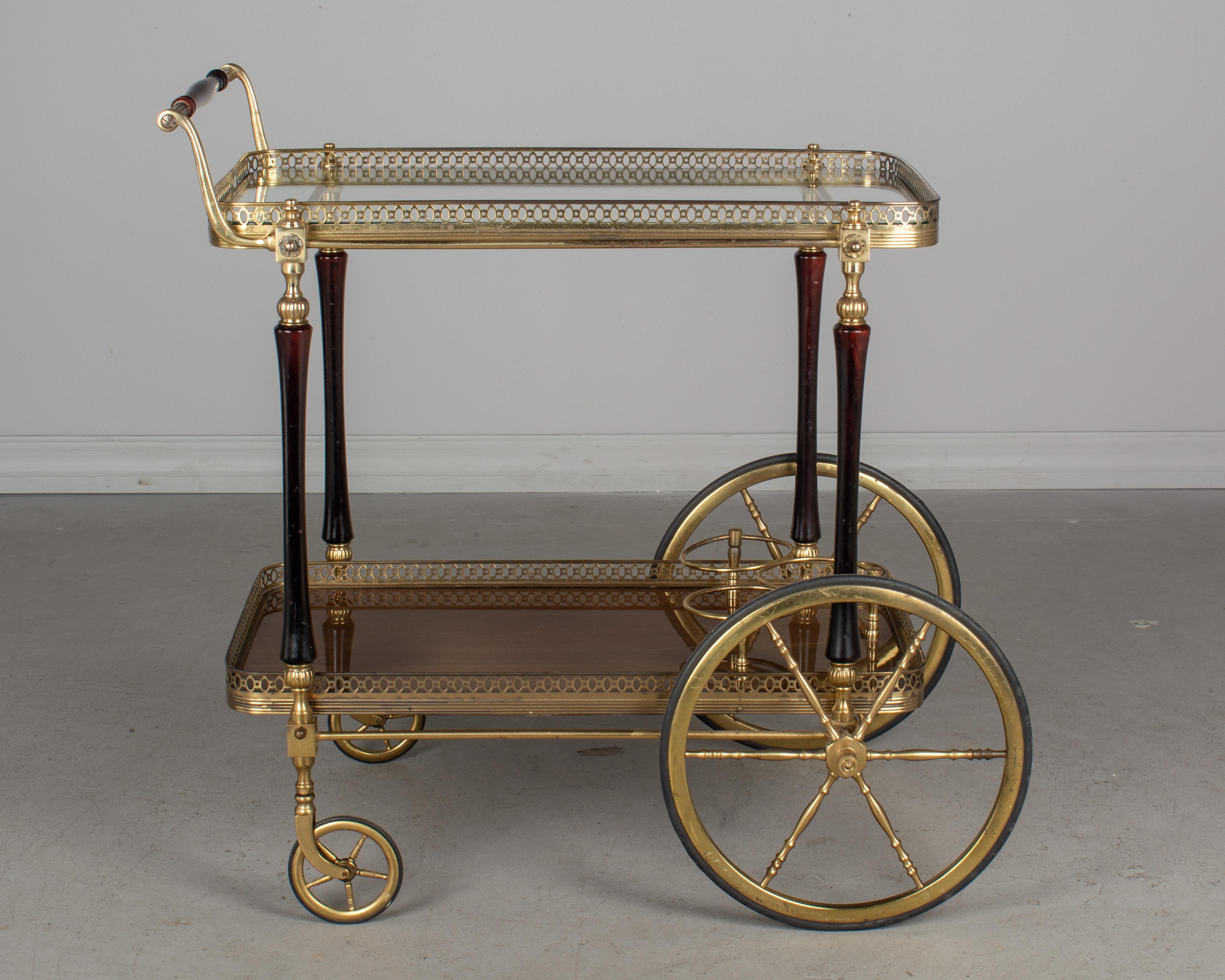 French Brass and Mahogany Bar Cart 1