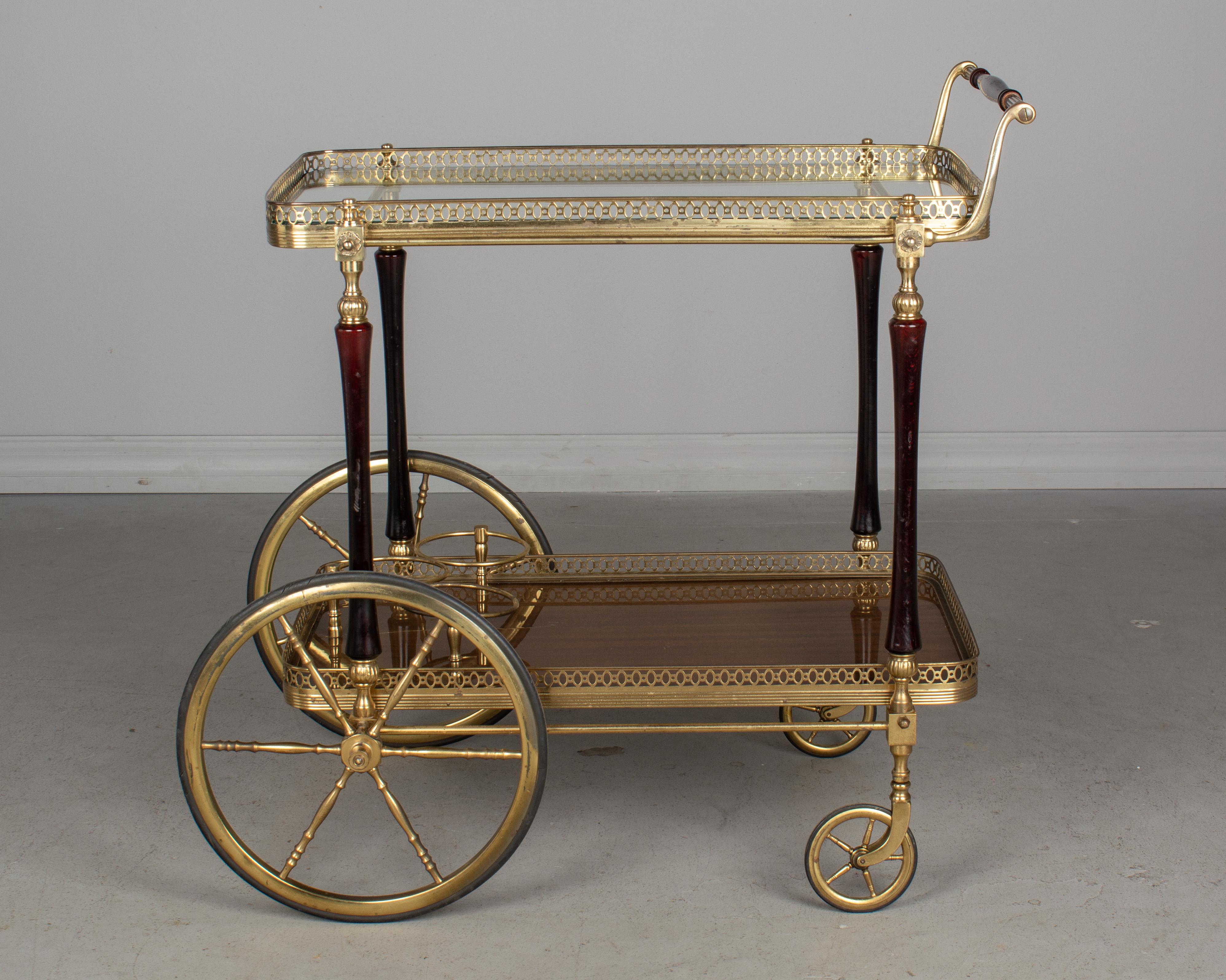French Brass and Mahogany Bar Cart 2