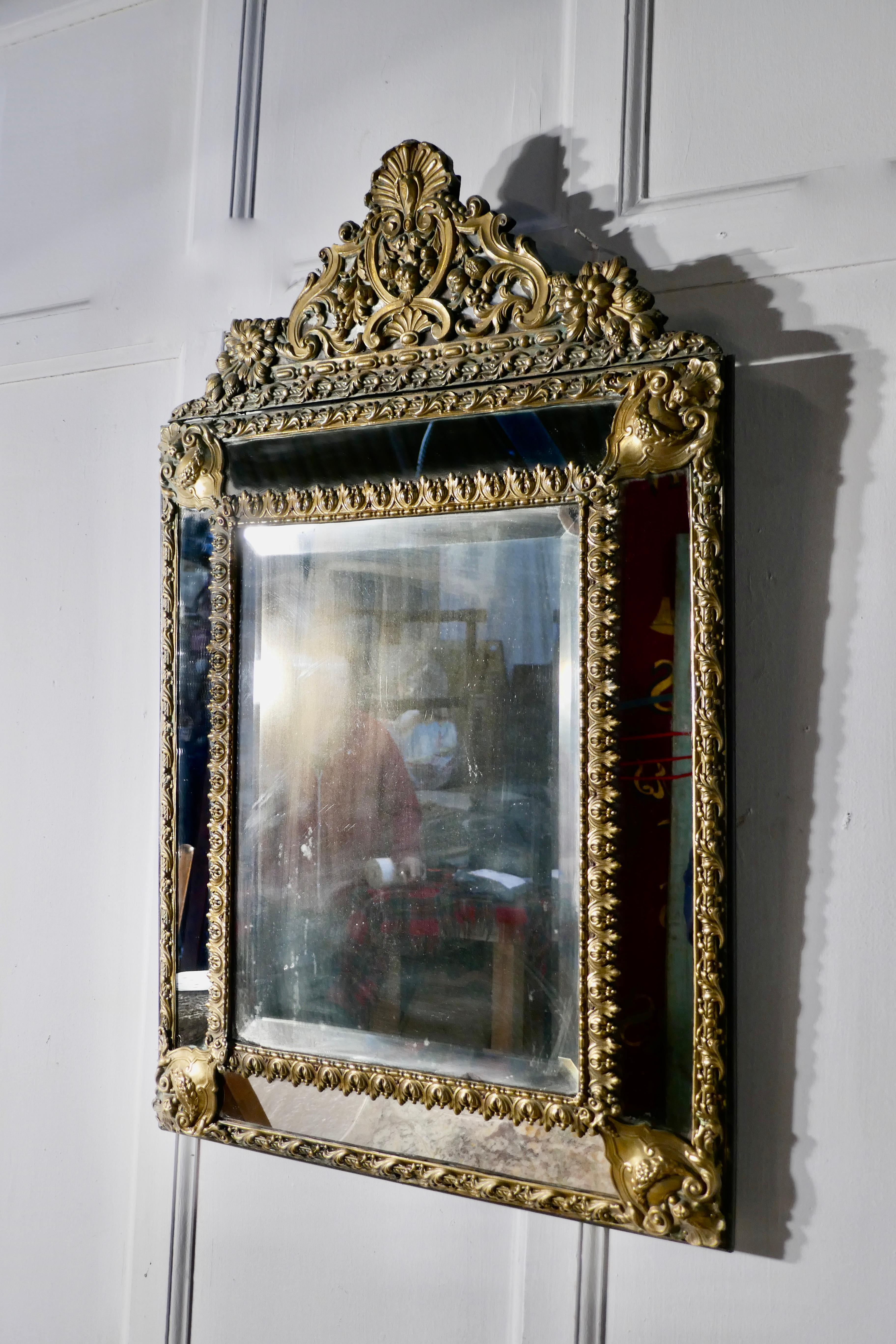 French Brass and Marble Console Table with Matching Cushion Mirror In Good Condition In Godshill, Isle of Wight