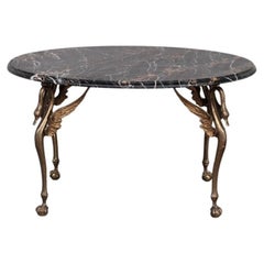 French Brass and Marble Mid-Century Circular Coffee Table