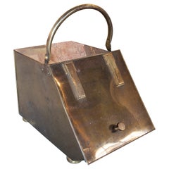 French Brass and Metal Fireplace Ash Pan with Shovel