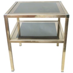 French Brass and Mirror Side Table by Charly Freres