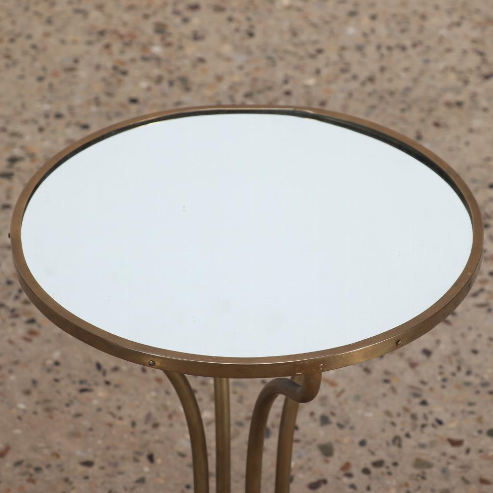 Mid-Century Modern French brass and mirrored drinks table circa 1950 For Sale