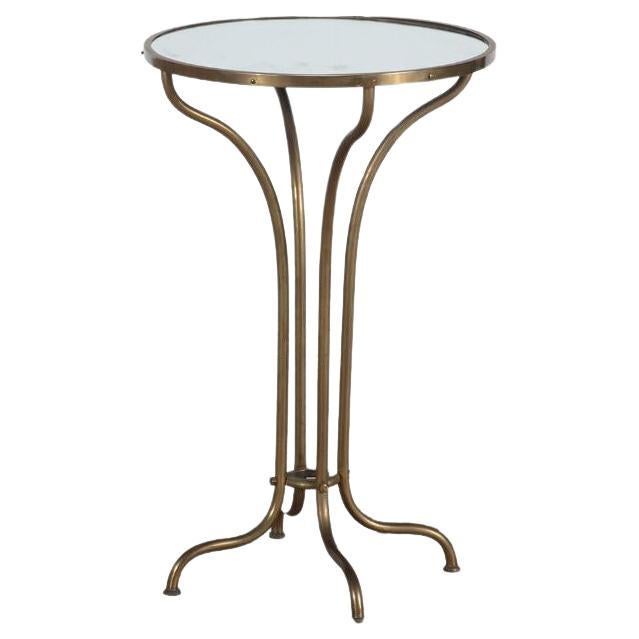 French brass and mirrored drinks table circa 1950 For Sale