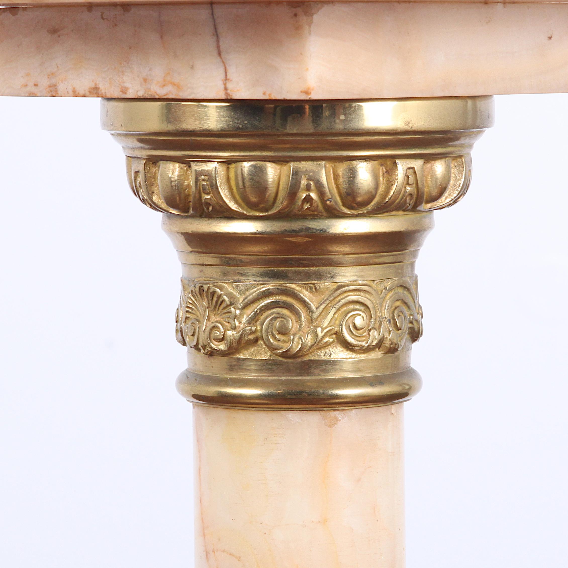 Mid-20th Century French Brass and Onyx Column