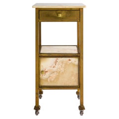 French Brass and Onyx Side Table on Casters, Circa 1900