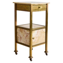 French Brass and Onyx Side Table on Casters, Circa 1900