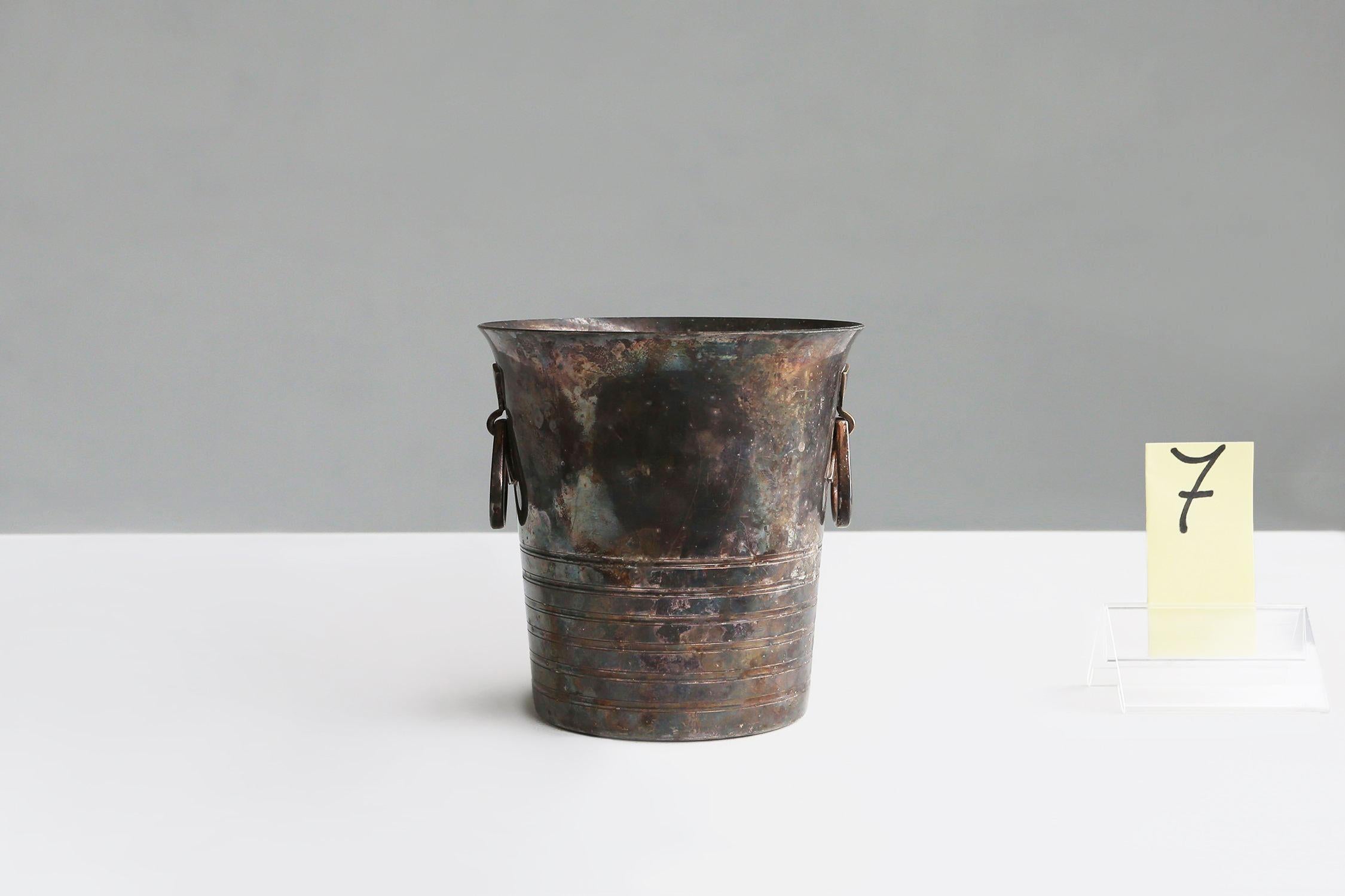 French Brass and Silver Plated Ice Bucket Wiskemann style, 1900s For Sale 3