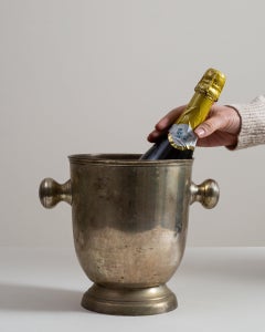 French Brass and Silvered Regency Champagne Bucket, 20th Century