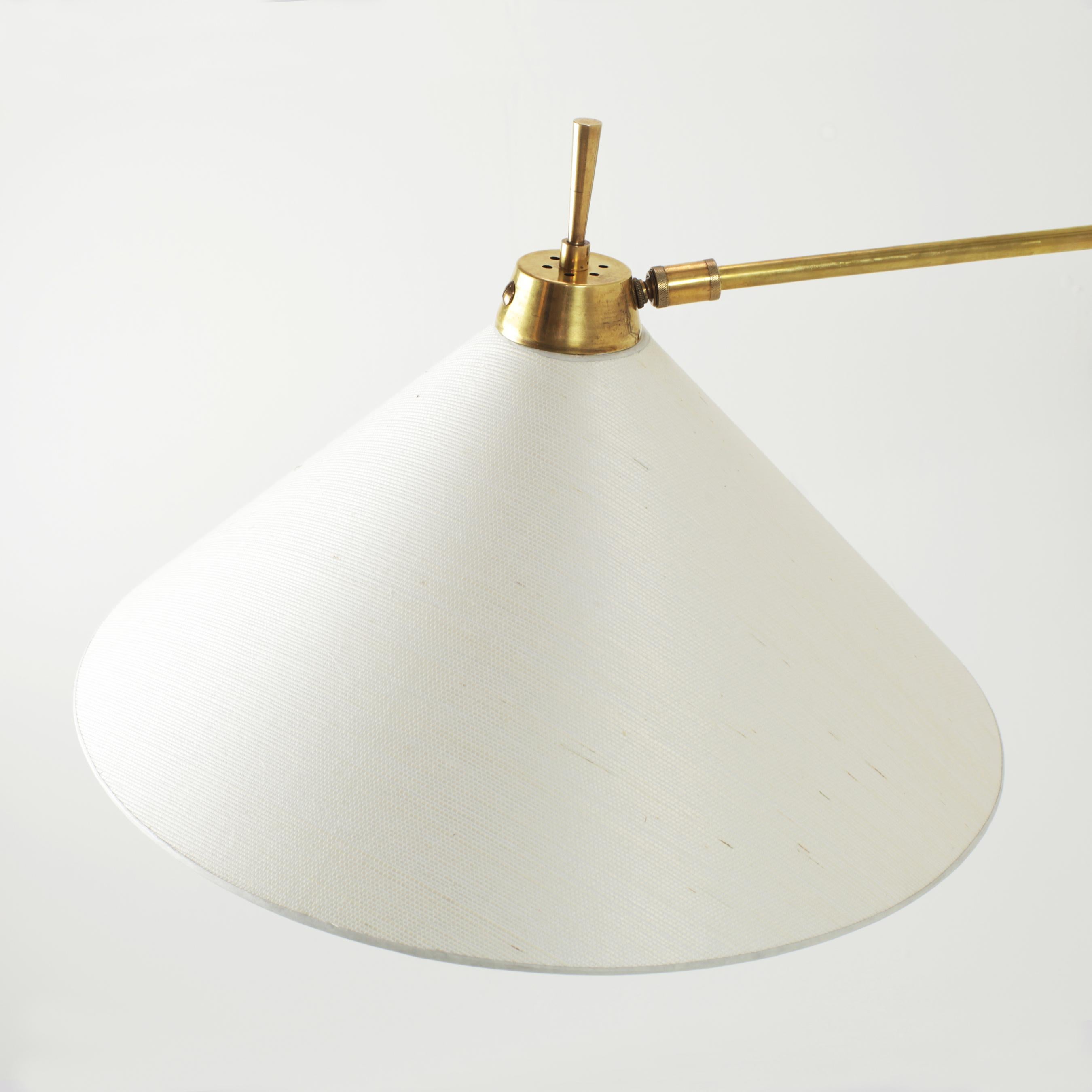 Mid-20th Century French Brass and Steel Swing Arm Wall Lamp, 1950