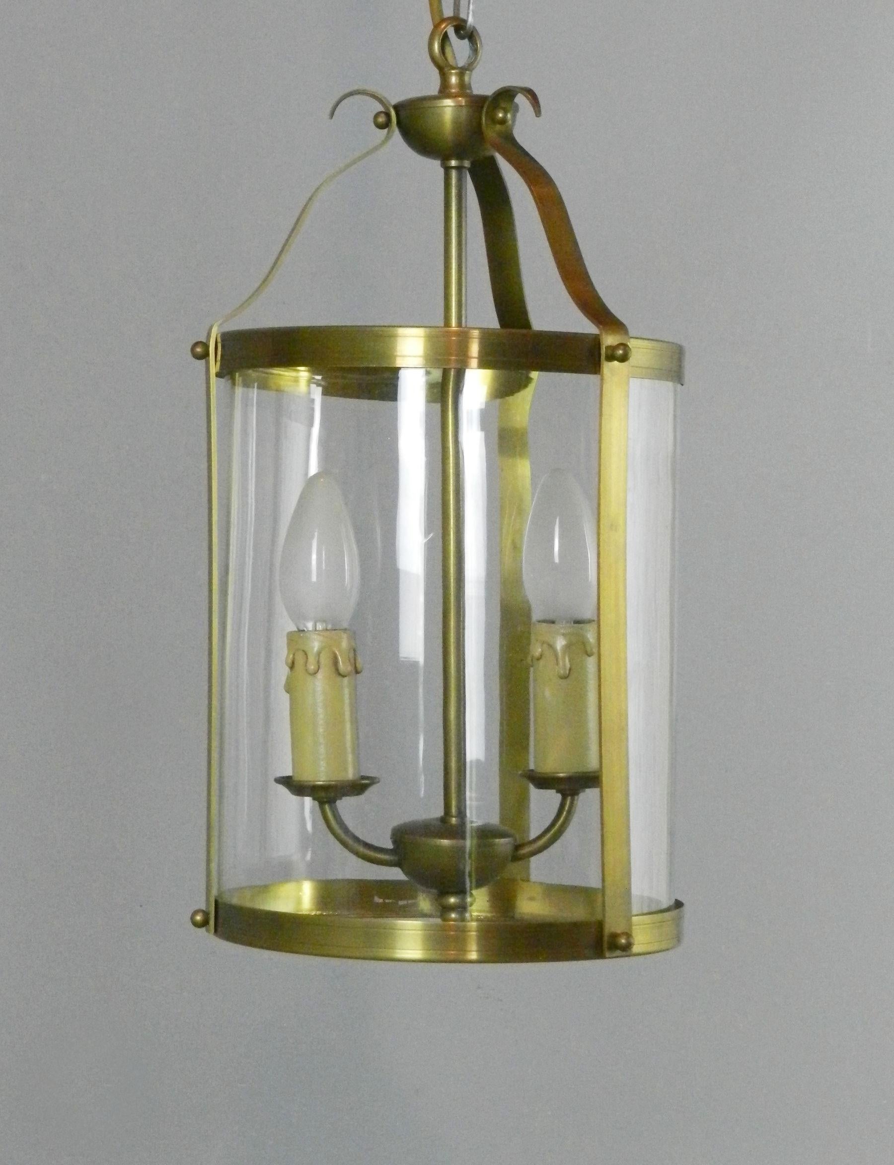 French Brass Antique Twin Light Hall Lantern In Good Condition For Sale In SAINTE-COLOMBE, FR