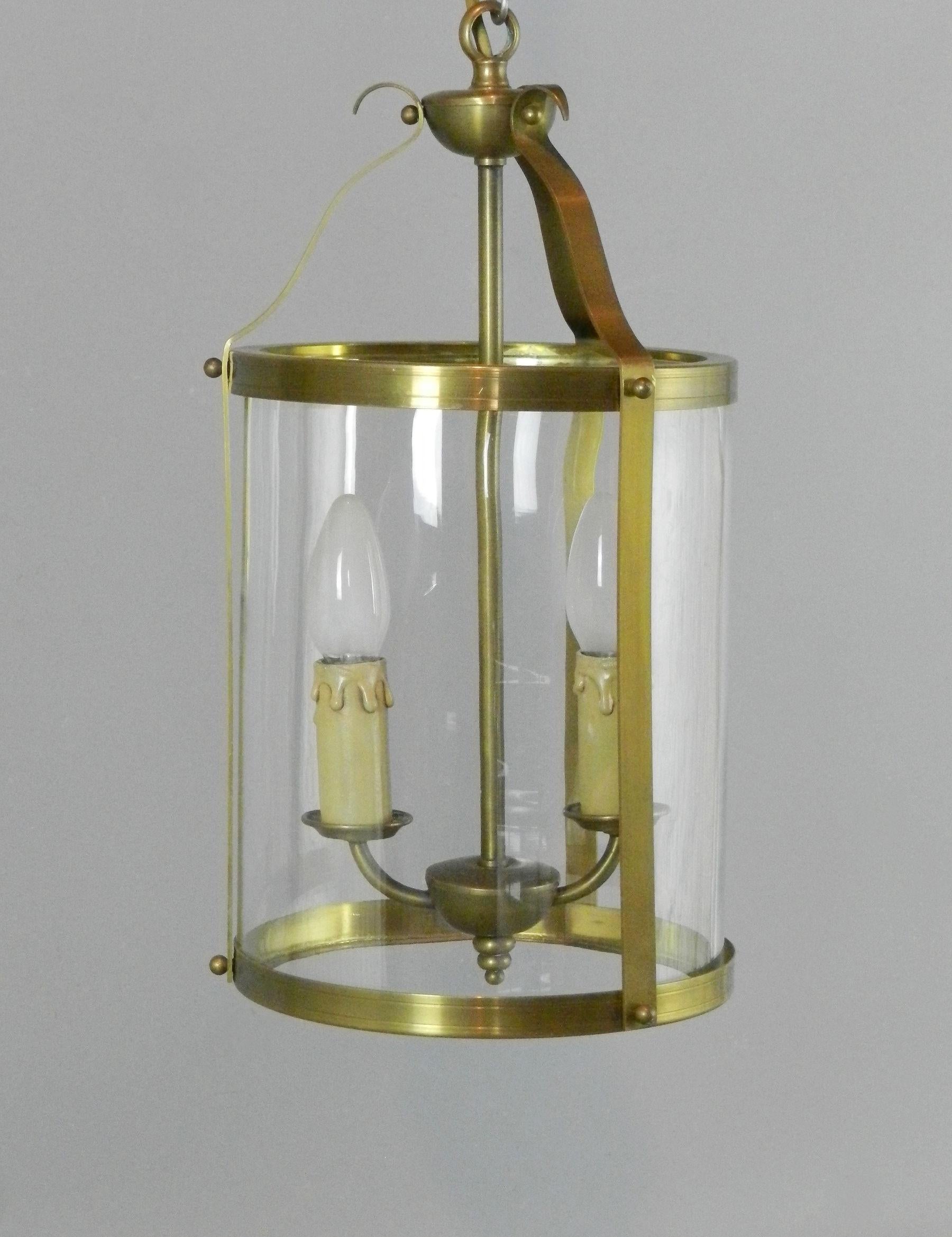 Mid-20th Century French Brass Antique Twin Light Hall Lantern For Sale