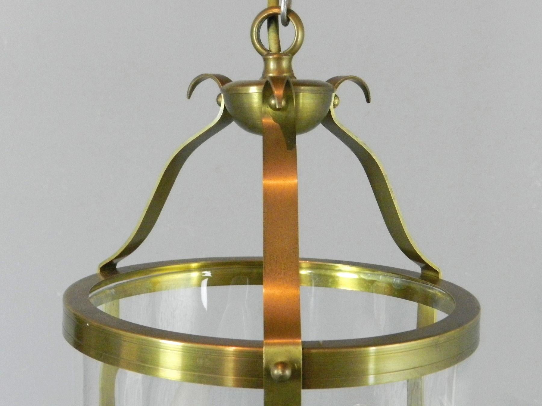 French Brass Antique Twin Light Hall Lantern For Sale 1