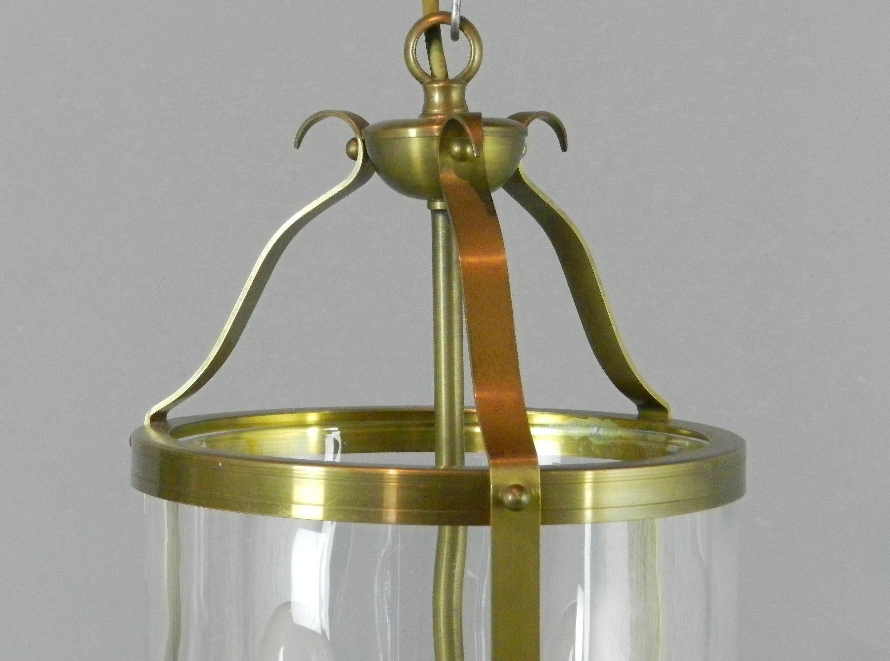 French Brass Antique Twin Light Hall Lantern For Sale 2